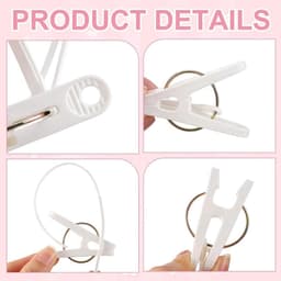 60 stuks waslijn haken met clips en touw, kunststof hangclips voor babykleding, winddichte ruimtebesparende opbergoplossing voor kast en droogrek — thumbnail 2