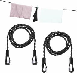 Waslijn 2 stuks - Kledinglijn Reiswaslijn - Kleding Drogen - Intrekbaar Elastisch - 2.5 Meter - Zwart — thumbnail 1