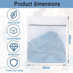 Dailygoods - 2 stuks 30 x 40 cm waszakken met honingraatstructuur, waszak voor wasmachine met ritssluiting voor fijne was, beha's, sokken en ondergoed — thumbnail 5
