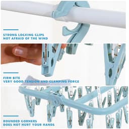 Dailygoods- Sokkendroger Opvouwbaar - Hangende Sokkenhouder - 32 Clips - Windbestendige Haak - Duurzaam PP-Materiaal - Afmetingen 32 x 32 x 34 cm - Wasrek — thumbnail 5