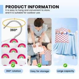 Dailygoods- Wasknijperzakken 30 cm x 33 cm - 2 Stuks - Duurzaam Canvas - Opbergzakken - Draagbaar - Decoratief Patroon - Opbergzak — thumbnail 2