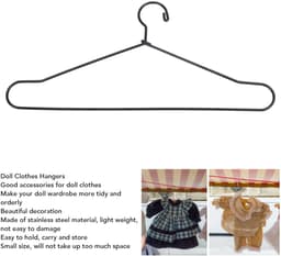 Dailygoods- Poppenkleerhanger Ruimtebesparend - Metalen Hanger - Lichtgewicht - Draagbaar - Decoratief - 150 mm - Poppenhanger — thumbnail 4