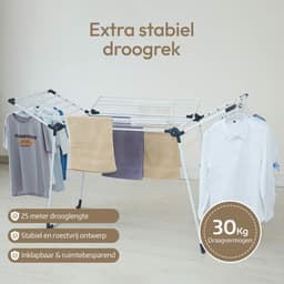 Dailygoods - Extra Groot en Stabiel Droogrek met Vleugels - 25 Meter Drooglijnlengte - Voor Binnen en Buiten — thumbnail 5