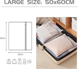 Set of 2 Washing Nets for Washing Machine, Durable Laundry Bags with Zip, Travel Laundry Net (50 x 60 cm) - ShopVlot — thumbnail 1