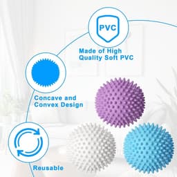 SnelShoppen - 8 stuks Herbruikbare Drogerballen Wasballen voor Wasdroger, Efficiënte Kledingreiniging, Milieu-vriendelijk, Voor Thuis Gebruik, Wit, Pe — thumbnail 3
