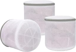 Set van 3 - Waszakken - Waszakken van mesh - Waszakken voor de wasmachine - Met ritssluiting - Vormvaste mesh zakken - Ronde wasmachinezakken - Grijs - 15*17 cm — thumbnail 1