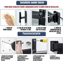 Klarven® Wanddroogrek Inklapbaar Zwart - Wandmontage, Ruimtebesparend, Strak Design - B 120 x D 9 x H 3 cm — thumbnail 5