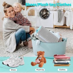 2 dikke waszakken voor de wasmachine, grijs, anti-vervorming, herbruikbaar, 360°-reiniging, met verborgen ritssluiting, voor gymschoenen, gaasdoek — thumbnail 2