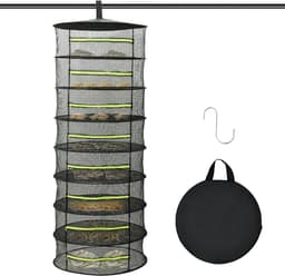 8-laags droognet voor kruiden, droognet Grow met standaard, kruidendroger hangend, kruidendroognet met S-haak, inklapbaar hangnet voor gedroogde bloemen, vis, vlees, breedte 60 cm — thumbnail 1
