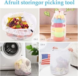 Waszakken, 5 stuks, waszak, wasmachine met koordstopper, herbruikbare grote nettas voor wasgoed, bescherming, waszak voor babykleding, ondergoed, sokken, kasjmier — thumbnail 5
