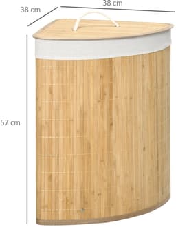 Damenzo - Wasmand - Wasmand met deksel - Wasmanden - Wasmand hoekmodel - Afneembare hoes - 55 Liter - 38X38X57 cm - Bamboe — thumbnail 3