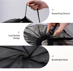 2 stuks waszak met trekkoord, 70 × 90 cm mesh waszakken voor delicate zware netto waszak voor wasmachine, Wasmachinenet, robuuste en duurzame nettas, Zwart — thumbnail 5