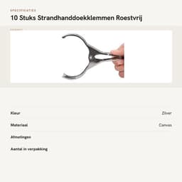 Strandhanddoekklemmen 10 Stuks - Roestvrij Staal - Handdoek Clips - Duurzaam - Sterke Klemkracht - Compact Formaat - Handdoekclips — thumbnail 2