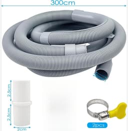 Universele afvoerslangverlenging van 3 meter met koppelingen en slangklemmen, geschikt voor wasmachines en vaatwassers. — thumbnail 3