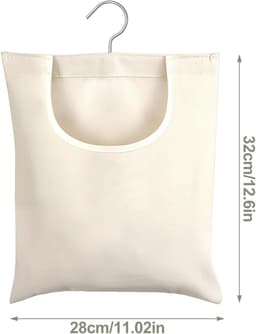 SnelShoppen - Wasknijperzak, Beige 32 x 28 cm - Duurzaam Linnen met Roestvrij Stalen Beugels - Ideaal voor Thuis, Camping, Tuin en Keuken — thumbnail 1