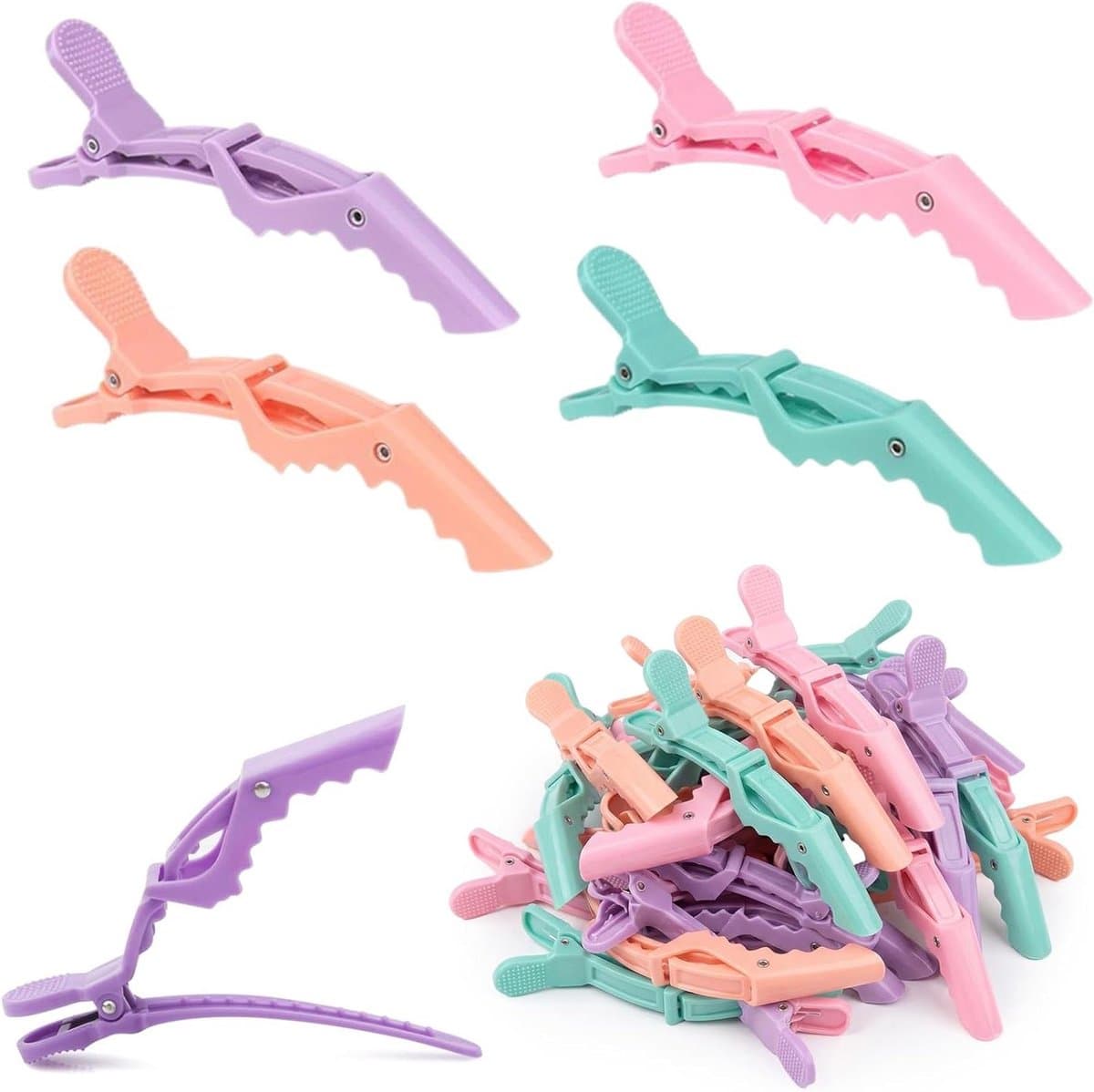 Haarspelden Krokodillenklemmen - Kappersklemmen Stylingklemmen - Haar Stylen Knippen - Antislip Bevestiging - 24 stuks - 4 Kleuren — afbeelding 1