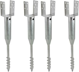 TRUTZHOLM Grondbus 10x10 cm om te Schroeven Set van 4 - U-Profiel Grondanker 86.5cm - Thermisch Verzinkt Paalhouder 100mm — thumbnail 1
