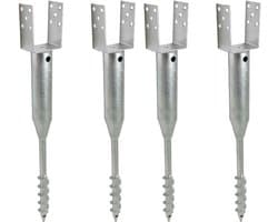 TRUTZHOLM Grondbus 10x10 cm om te Schroeven Set van 4 - U-Profiel Grondanker 86.5cm - Thermisch Verzinkt Paalhouder 100mm