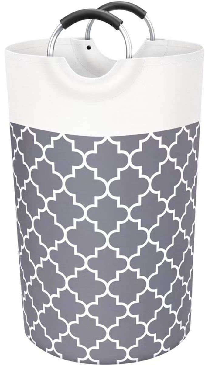 Wasmand - Grote wasmand - Opvouwbare wasmand - Waszak - Stoffen wasmand voor badkamer, slaapkamer & wasruimte - Grijs - 82 L — afbeelding 1