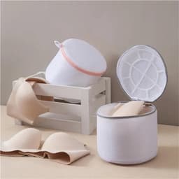 4-stuks Waszak voor bh's - Waszak van mesh - Waszak met honingraatstructuur - Beschermende waszak - Waszak voor de wasmachine - Waszak - 15*17 cm - Geschikt voor ondergoed, nauwsluitende kleding en slips - Wit — thumbnail 3