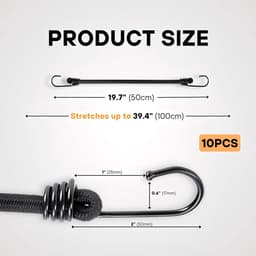 SnelShoppen - Stevige Bungeekoorden Set van 10 - 50 cm Versterkte Haken - Duurzaam, UV-bestendig, Voor Camping, Vracht, Buitengebruik - Flexibele Ladi — thumbnail 4