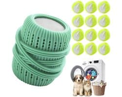 SnelShoppen - Dierenhaarverwijderaar 13 stuks - Herbruikbare Pluisballen voor Wasmachine - Anti-Pluisballen en Drogerballen - Groen - Effectief Honden