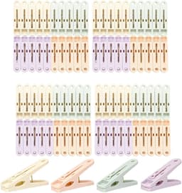 Kleurige winddichte wasknijpers met mand, 80 stuks ademende klemmen voor waslijn en kledingstukken — thumbnail 1