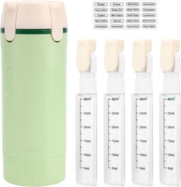 4 in 1 Reis Doseerfles, Lekvrij Herbruikbare Reisflesjes voor Shampoo Lotion Conditioner & Crème Draagbare Toilethouder voor Vakantie & Zakenreis met Etiket (Groen) — thumbnail 1