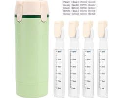 4 in 1 Reis Doseerfles, Lekvrij Herbruikbare Reisflesjes voor Shampoo Lotion Conditioner & Crème Draagbare Toilethouder voor Vakantie & Zakenreis met Etiket (Groen)
