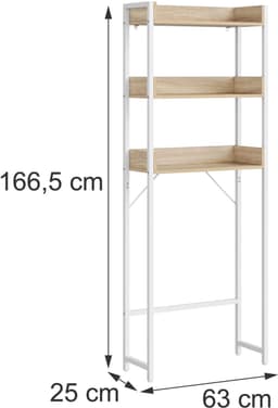 Wasmachine rek - 166,5x63x25cm - wit-houtlook — thumbnail 2