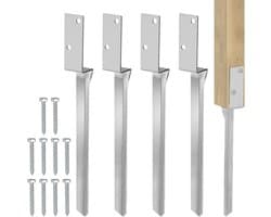 SnelShoppen - Set van 4 inslaghulzen voor schommel en grondankers, 4 x 50 cm thermisch verzinkt staal, stabiele paalhouders voor tuin, speelhuis, roze