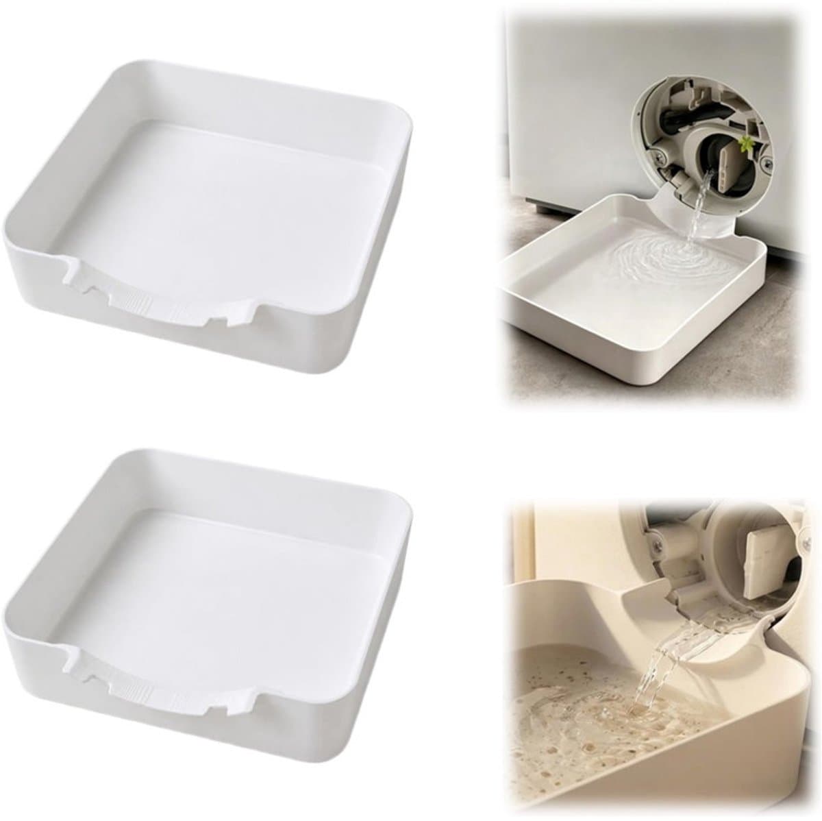 2x Afvoerbak voor wasmachine -17,8 ×17,8cm-Lekbak wasmachine-Wateropvang-Opvangbak tegen lekkage-Afvoer-Wasmachine Wateropvangbak-universele opvangbak voor filterreiniging-Voorkom vlekken op de vloer door overstromend water–Opvangbak voor wasmachine — afbeelding 1