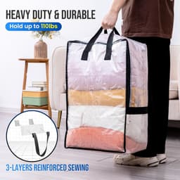 SnelShoppen - Verhuistassen 2 Pack, Duidelijk, Sterke Handvatten & Ritsen, Kledingopslag, Waszakken, Verpakkingsmateriaal, Reis- en Verhuisspullen — thumbnail 5