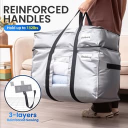 SnelShoppen - TAILI Dubbele Laag Verhuizingtassen Extra Groot, Stevige Handvatten & Ritsen, Kledingopslag, Verpakkings- en Waszakken (ZILVER, 4 Stuks) — thumbnail 4
