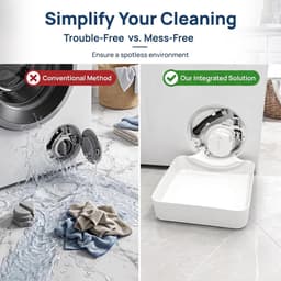 Lekbak Wasmachine - Afvoerbak voor wasmachine - Afvalwaterbak van de wasmachine - Afvalwateropvangbak - 16 × 18cm - Geschikt voor wasmachines - Met lekbak + universele geleidingsplaat + moer - Universeel - Wit — thumbnail 4