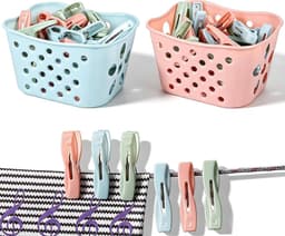Wasknijpers, Handdoek Clips, Plastic Sterke Kracht Grip Kleding Pegs, Neem een ​​Opbergmand mee, Gelden Voor Binnen Buiten Waslijn Was Rek(Twee Kleuren) — thumbnail 1