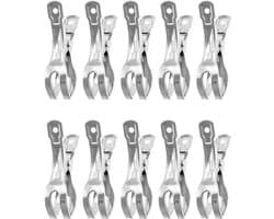 Set van 10 roestvrijstalen handdoekclips - Strandlaken clips - Windbestendige veerclips - 11 cm - Voor badhanddoek en lakens