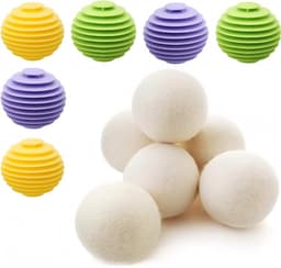 6 wasballen voor wasdroger + 6 wasballen, herbruikbaar, schapenwol voor wasdroger, wasballen voor wasmachine, zacht voor het wassen voor thuis, kleding reiniging — thumbnail 1