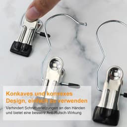 Wasknijpers, roestvrij staal, washaken, antislip, kledinghanger, clip, 360° draaibaar, laarsklemmen, laarzen, hangers, metalen klemmen voor broeken, schoenen, handdoek (zwart) — thumbnail 4
