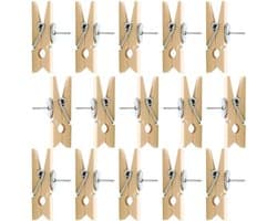 Houten Duwspelden - Clips met pinnen - Notities ophangen - Speciaal ontwerp - 50 stuks - Natuurlijk