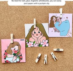 Houten Clips met Spelden - Fotoclips Decoratie Clips - Foto's Ophangen - Combinatie Clip en Speld - 60 stuks — thumbnail 4