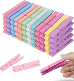 Houten Wasknijpers - Kledingclips Knutselspelden - Kleding Drogen - Splintervrij Hout - 7.4 cm - 10 Kleuren — thumbnail 1