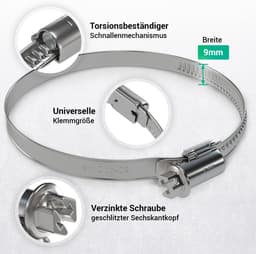 Afvoerslang Klem - Slangklem Roestvrijstaal - Bevestigen Afvoerbuizen - Chemisch Bestendig - 100 mm - Zilver — thumbnail 4