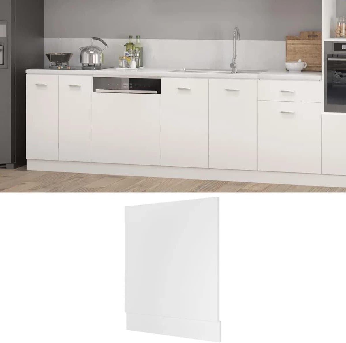 Vaatwasserpaneel - Frontpaneel Vaatwasser - Keuken Afwerken - Eenvoudig Ontwerp - 595 x 3 x 67 cm - Wit — afbeelding 1