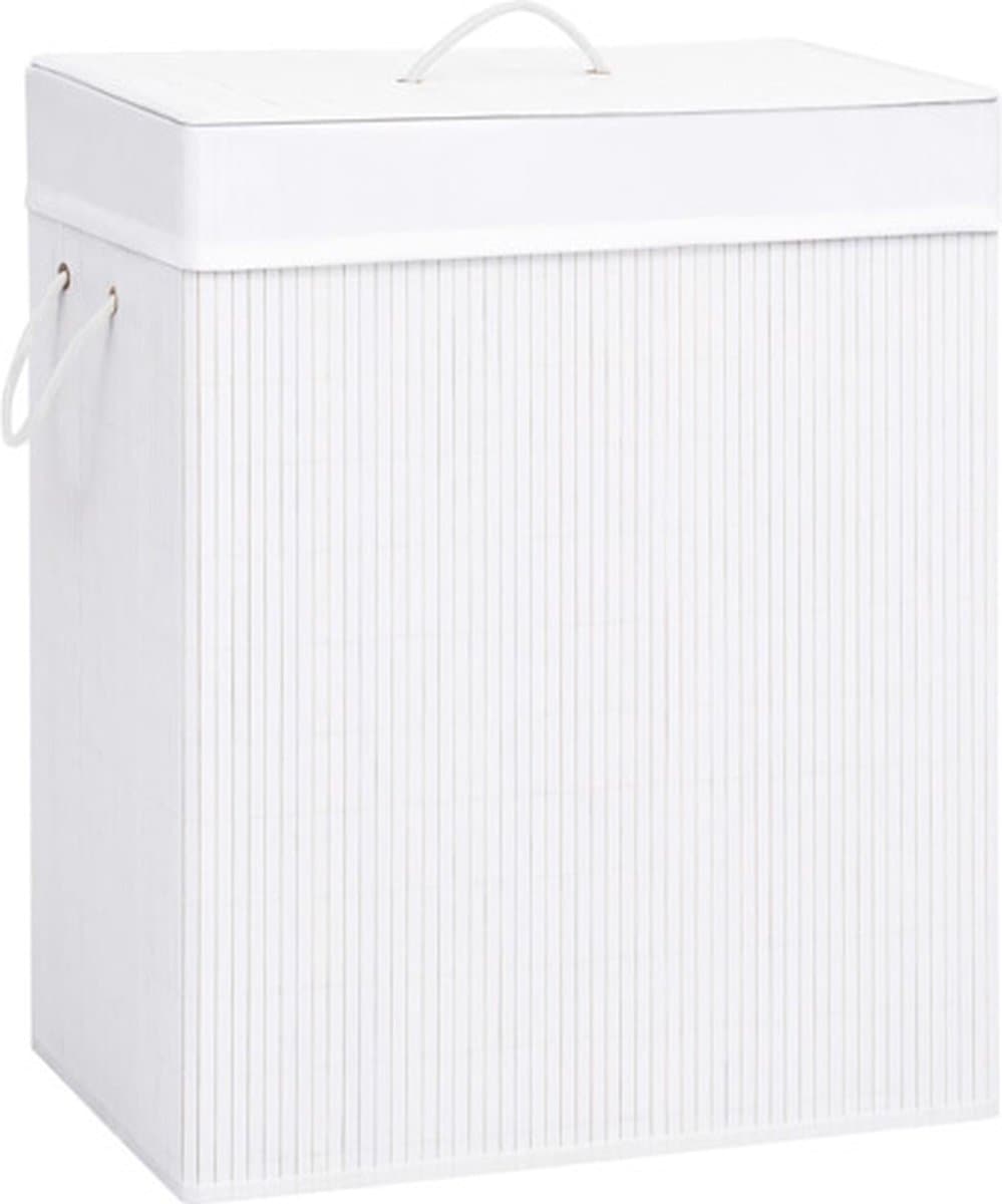 vidaXL - Wasmand - met - 2 - vakken - 100 - L - bamboe - wit — afbeelding 1