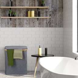 wasbox met deksel - 80 l - bamboe - polyester - ademende waszak - badkamer — thumbnail 4