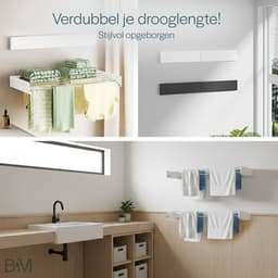 BAUER & MEYER® Wanddroogrek XXL 116cm - Droogrek Inklapbaar - Incl. 10 wasknijpers + 1x wasmand - Wasrek - 8.1 Meter drooglengte - Wit — thumbnail 5