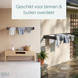 BAUER & MEYER® Wanddroogrek XXL 116cm - Droogrek Inklapbaar - Incl. 10 wasknijpers + 1x wasmand - Wasrek - 8.1 Meter drooglengte - Zwart — thumbnail 3