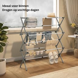 Thuys – Droogmolen met Voet voor Camping & Thuis - Wasrek Staand - Droogrek Inklapbaar - Wit met Grijs — thumbnail 3