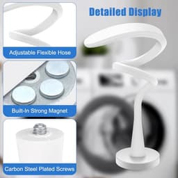 Wasmachine deurhouder - Universele - Inclusief 2 Metalen Plaatjes - Magnetische Deursteun geschikt voor Alle Wasmachines & Drogers - met 4,3 cm Magneetvoet - Magnetische deurbeugel - Verstelbaar - Schimmel & Geurtjes - Flexibel Rubber - Wit — thumbnail 2